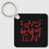1 Thru Ten Typography In Red On Black Pattern Sleutelhanger (Voorkant)