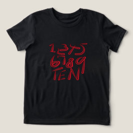 1 Thru Ten Typography In Red On Black Pattern Tri-Blend Shirt