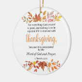 1 Timoteüs 4:4-5 Thanksgiving Schrift Herfst Keramisch Ornament (Links)