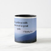 1 Timoteüs 6:6 Maar goddelijkheid met tevredenheid Mok (Midden)