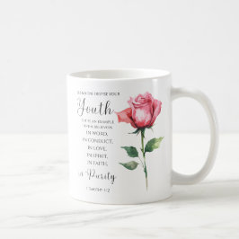 1 Timotheüs 4:12 - Jeugd Bijbel vers Bloem Koffiemok