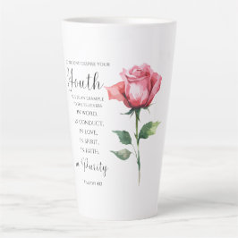 1 Timotheüs 4:12 - Jeugd Bijbel vers Bloem Latte Mok