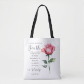 1 Timotheüs 4:12 - Jeugd Bijbel vers Bloem Tote Bag (Voorkant)