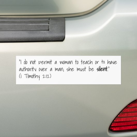 1 Timothy 2:12 - Bumpersticker (Op auto)