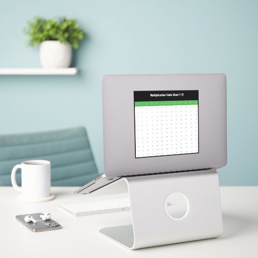1 tot 12 vermenigvuldigingstabel Grafiek Sticker (Laptop op bureau)