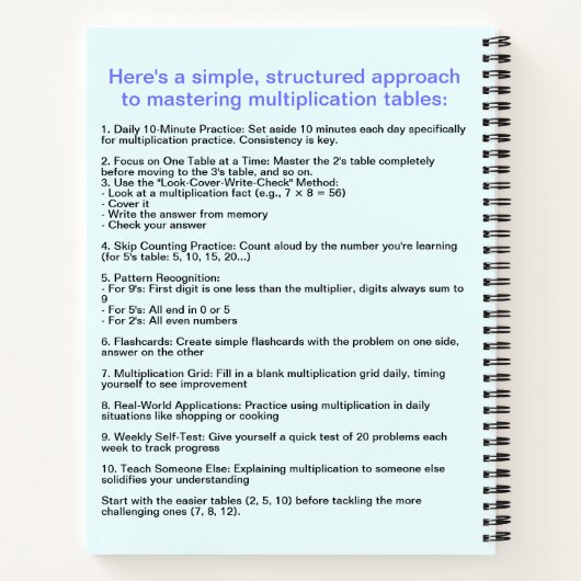 1 tot 20 vermenigvuldigingsgrafiek | Wiskunde Time Notitieboek (Achterkant)