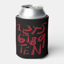 1 tot en met tien typografie in rood op zwart patr blikjeskoeler