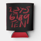 1 tot en met tien typografie in rood op zwart patr blikjeskoeler (Voorkant)