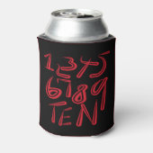 1 tot en met tien typografie in rood op zwart patr blikjeskoeler (Blikje Achterkant)