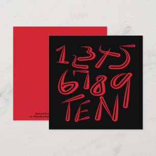 1 tot en met tien typografie in rood op zwart patr kaart