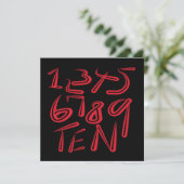 1 tot en met tien typografie in rood op zwart patr kaart (Staand voorkant)