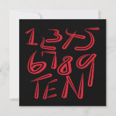 1 tot en met tien typografie in rood op zwart patr kaart (Voorkant)