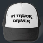 "#1 Truck Driver"-vrachtwagenchauffeur Trucker Pet<br><div class="desc">Een zwarte en witte vrachtwagenhoed met de vermelding "#1 Truck Driver" erop.</div>