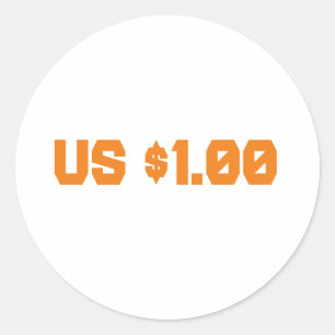 1 USD RONDE STICKER