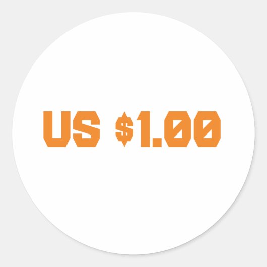 1 USD RONDE STICKER (Voorkant)