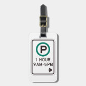 1 uur parkeren teken voor gecontroleerde parkeerzo bagagelabel (Voorkant verticaal)