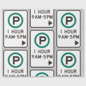 1 uur parkeren teken voor gecontroleerde parkeerzo cadeaupapier (Vlak)