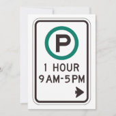 1 uur parkeren teken voor gecontroleerde parkeerzo kaart (Voorkant)