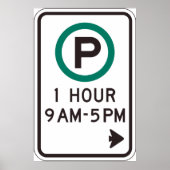 1 uur parkeren teken voor gecontroleerde parkeerzo poster (Voorkant)