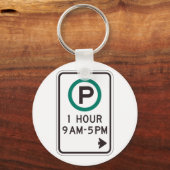 1 uur parkeren teken voor gecontroleerde parkeerzo sleutelhanger (Voorkant)