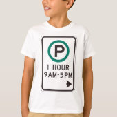 1 uur parkeren teken voor gecontroleerde parkeerzo t-shirt (Voorkant)