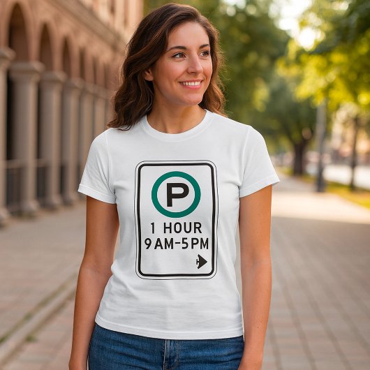 1 uur parkeren teken voor gecontroleerde parkeerzo t-shirt