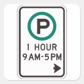 1 uur parkeren teken voor gecontroleerde parkeerzo vierkante sticker (Voorkant)
