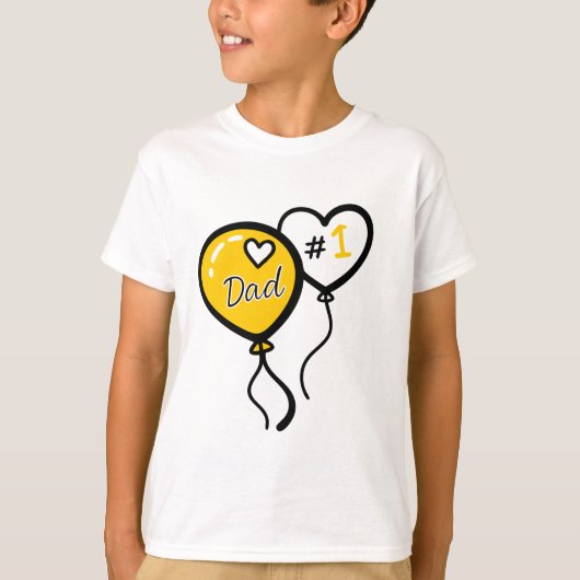 #1 Vader Hart Ballonnen Vaderdag Kinderen T-shirt (Voorkant)