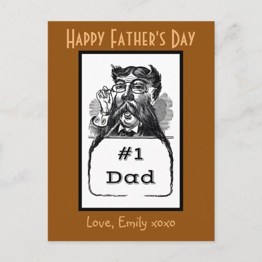 #1 Vader Vintage Tekening Briefkaart (Voorkant)