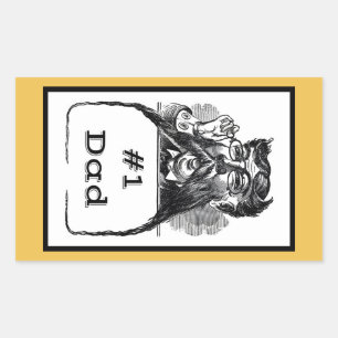#1 Vader Vintage Tekening Rechthoekige Sticker