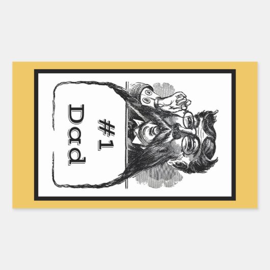#1 Vader Vintage Tekening Rechthoekige Sticker (Voorkant)
