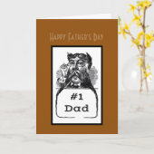 #1 Vader Vintage Tekening Zalige Vaderdag Kaart (Gele Bloem)