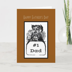 #1 Vader Vintage Tekening Zalige Vaderdag Kaart