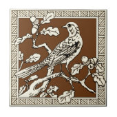 #1 van 12 Repro 1880s Minton Mocha Bird Series Tegeltje (Voorkant)