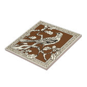 #1 van 12 Repro 1880s Minton Mocha Bird Series Tegeltje (Zijkant)