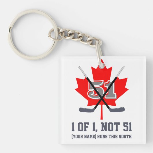 1 van 1 Niet 51 Canadese Identiteit Maple Leaf Hoc Sleutelhanger (voorkant)