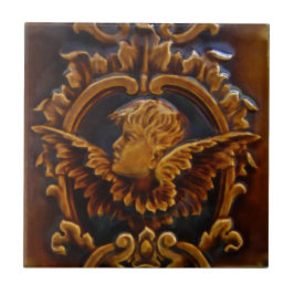 1 van 2 Antiek Victoriaans Cherub Angel Tile Repro Tegeltje