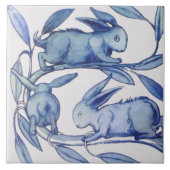 1 van 2 Repro Wm De Morgan Running Rabbits (links) Tegeltje (Voorkant)