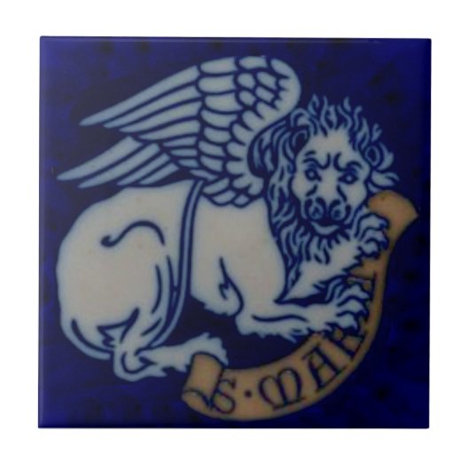 1 van 4 Evangelist St Mark Winged Lion Reproductio Tegeltje (Voorkant)