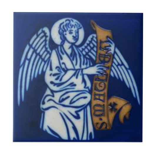 1 van 4 Evangelist St Matthew Repro Gothic Style Tegeltje (Voorkant)