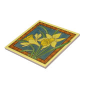 1 van 8 repro Victoriaans Maw daffodil transferwar Tegeltje (Zijkant)