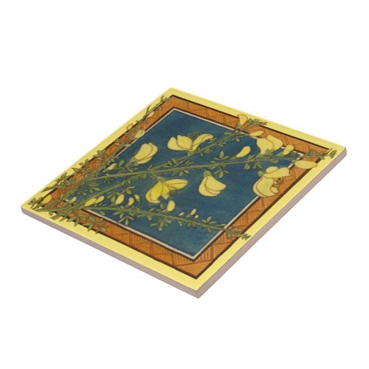 1 van 8 repro Victoriaans Maw floral transferware Tegeltje (Zijkant)