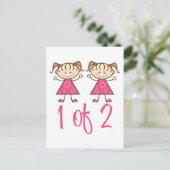 1 van de 2 roze meisjes briefkaart (Staand voorkant)