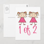 1 van de 2 roze meisjes briefkaart (Voorkant / Achterkant)