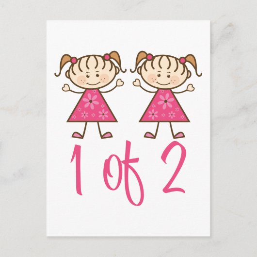 1 van de 2 roze meisjes briefkaart (Voorkant)