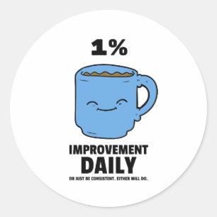 1% Verbetering dagelijkse motivatie offerte koffie Ronde Sticker