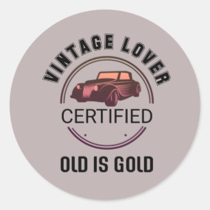 1.vintage autoloverij ronde sticker