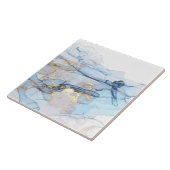 (1)Vloeibare oceaanblauw en goudmarmer Tegeltje (Zijkant)