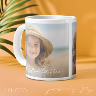 1 volledige foto en tekst - dezelfde foto aan beid grote koffiekop