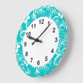 1 wandklok Blauwgroen blauw wit Damasvlies (Hoek)